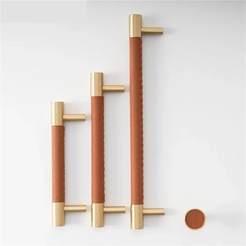 NVIIDRBL Leder + Messing Griffe for Schränke und Schubladen Kleiderschrank Kommode Schublade braun Pull Möbel 1 Stück(C-3092-192) von NVIIDRBL