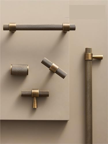 NVIIDRBL Massiv Messing Gerändelt Art Deco Retro Schrank Kleiderschrank Schublade Griff T-bar Pull 1Pcs(CH016-AB-224256) von NVIIDRBL