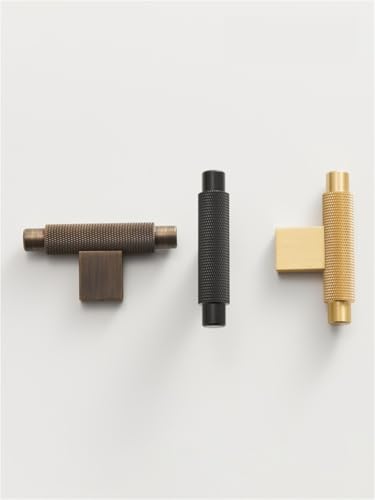NVIIDRBL Massiv Messing Rändelung Gebürstet Kreuz Messing Schrank Schränke T-bar Wand Mantel Hut Haken Gold Schwarz 1Pcs(HK050-AB-T70) von NVIIDRBL