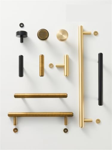 NVIIDRBL Massiv Messing schlicht Küche matt schwarz Messing T-Bar Kleiderschrank Schrank Schublade Tür Griff ziehen 1 Stück(CH055-BLK-N30) von NVIIDRBL