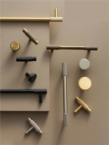 NVIIDRBL Massive Messing Rändelknöpfe Schrankgriffe T-Bar Bronze Gold Schwarz Griff Verfügbar 1Stk(CH087-BLK-288320) von NVIIDRBL