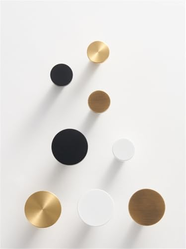 NVIIDRBL Massivem Messing Rund Gold Schwarz Weiß Schrank Möbel Wand Badezimmer Kleiderhaken Griff 1Stk(Knob CH058-BLK-N32) von NVIIDRBL