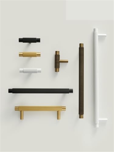 NVIIDRBL Massiver Messing Linear Schrankgriff Schublade Tbar Schranktürgriff Weiß Matt Gold Viele Größen Option 1Stk(CH099-MB-128164) von NVIIDRBL