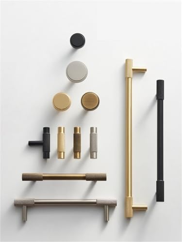 NVIIDRBL Massiver Messing-Rändelgriff for Küchenschränke, Schränke, T-Griffe, Antik-Bronze, Gold, Schwarz, 1 Stück(CH087-AB-N35) von NVIIDRBL