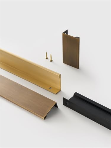 NVIIDRBL Massiver Messing-Schrankschubladenschrank-Türgriff, komfortabler, abgerundeter Rand, Lippenzug, verlängerte Länge, 1 Stück(CH100-BLK-6480) von NVIIDRBL