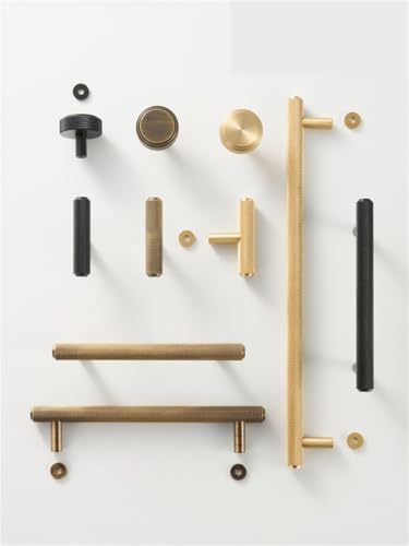 NVIIDRBL Massives Messing, gerändelt, Diamantschliffmuster, for Kleiderschrank, Tür, Schublade, T-Stange, langer Zug, freie Basis, mattiertes Messing, Schwarz, 1 Stück(CH056-BLK-N30) von NVIIDRBL