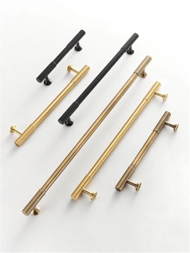 NVIIDRBL Massives Messing Art Deco Vertikale Linien Linear Küchenschrank T-Stangen Schlafzimmerschränke 1Stk(CH010-BLK-T50) von NVIIDRBL