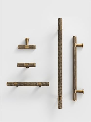 NVIIDRBL Messing Diamantschliff Kreuz Rändel Muster Schrank T Bar Bronze Messing Farbe Tür Schublade Griff Zimmer 1Pcs(CH035-AB-96148) von NVIIDRBL