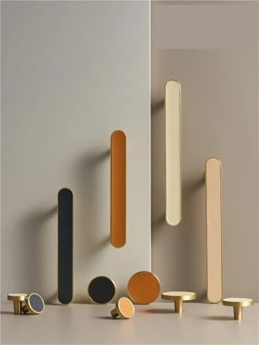 NVIIDRBL Messing Kuh Leder Möbel Griffe Kreis Lange Geformt Kleiderschrank Luxuriöse Schrank Tür Ziehen 1Pcs(CH073-Orange-128162) von NVIIDRBL