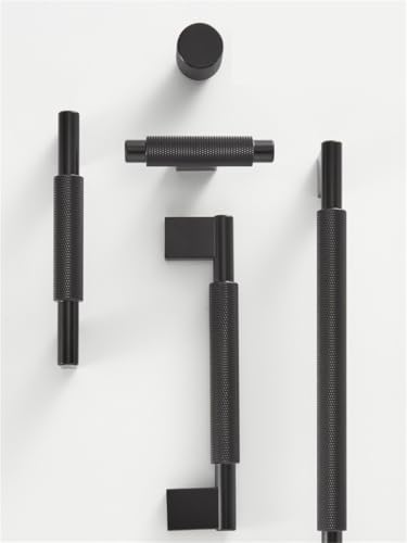 NVIIDRBL Messing Rändelung Schwarz Kreuz Muster Schrank Schränke T-bar Möbel Kühlschrank Tür Pull Bar 1Pcs(CH050-BLK-192214) von NVIIDRBL