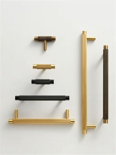 NVIIDRBL Möbelgriffe aus massivem Messing, modern, geriffelt, Antik-Matt-Messing, schwarz, for Schränke, 1 Stück(CH098-AB-T55) von NVIIDRBL