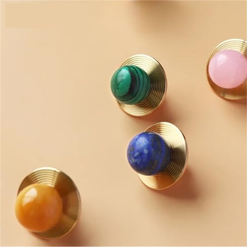 NVIIDRBL Naturstein + Messingknöpfe, Schrankknöpfe, Kommode, Schubladengriffe, elegante grüne Möbelbeschläge, 1 Stück(C-4081-Bai Song) von NVIIDRBL