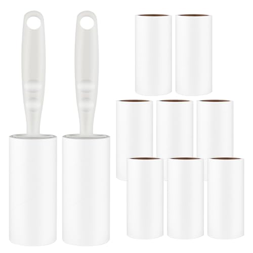 Fusselrolle 10 Rollen (je 60 Blatt) mit 2 Abroller, Fusselrolle Tierhaare Extra Klebrige, Lint Roller für Kleidung, Sofa, Bett, Katzenhaare, Hundehaare und Teppich, Fusselroller Tierhaarentferner von NVIYAM
