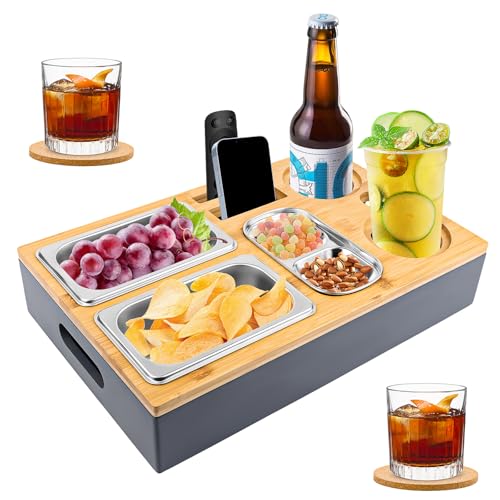 NVIYAM Couchbar Snackbox,Praktischer Sofatablett Snackbox mit Fächern,Abnehmbarer Deckel,mit 3 Abnehmbarem Snackbox mit Getränkehalter für Wohnzimmer Garten Camping Couchbar NVIYAM Couchbar Snackbox,Praktischer Sofatablett Snackbox mit Fächern,Abnehmbarer Deckel,mit 3 Abnehmbarem Snackbox mit Getränkehalter für Wohnzimmer Garten Camping Couchbar von NVIYAM