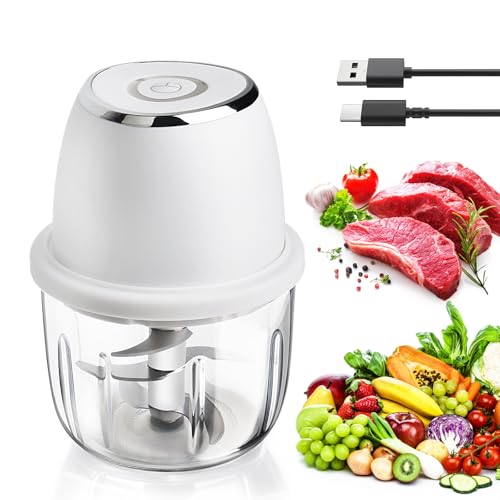 Zerkleinerer Küche Elektrisch, 350ml Zwiebelschneider mit 6 Edelstahlklingen, Zerkleinerer Elektrisch USB-Aufladung, Multizerkleinerer für Fleisch, Knoblauch, Gemüse Zerkleinerer Zerkleinerer Küche Elektrisch, 350ml Zwiebelschneider mit 6 Edelstahlklingen, Zerkleinerer Elektrisch USB-Aufladung, Multizerkleinerer für Fleisch, Knoblauch, Gemüse Zerkleinerer von NVIYAM