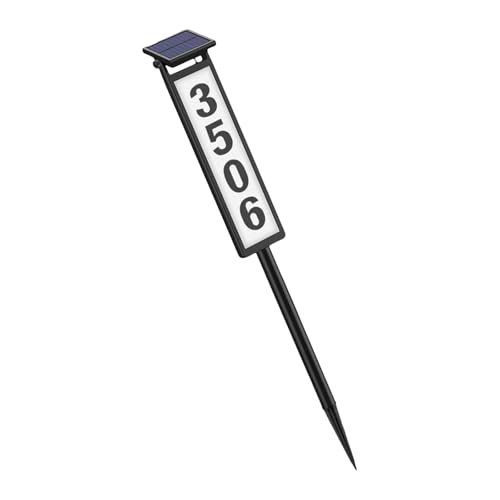 Adressmarker für den Außenbereich, mit solarbetriebener LED-Beleuchtung, Hofpfahl, Hausnummer, Textur für Garten, Outdoor, Buchstaben, Zahlen, Lichter, 2 Stück Adressmarker für den Außenbereich, mit solarbetriebener LED-Beleuchtung, Hofpfahl, Hausnummer, Textur für Garten, Outdoor, Buchstaben, Zahlen, Lichter, 2 Stück von NVOQILIN