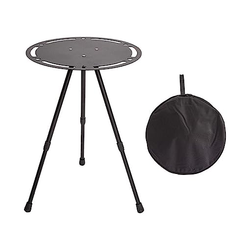 NVOQILIN Tragbarer kleiner klappbarer runder Tisch, höhenverstellbar, Aluminiumlegierung, Tisch für Camping, Picknicks und selbstfahrende Touren, Aluminiumlegierung, höhenverstellbar von NVOQILIN
