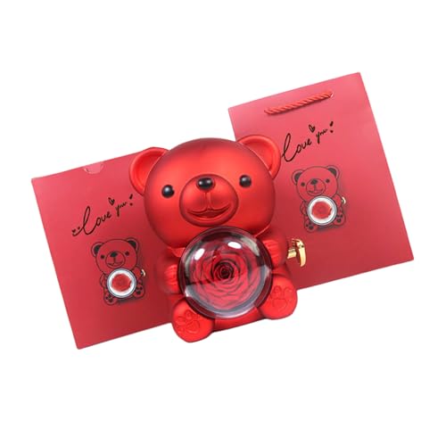 Romantische Bären-Geschenkbox mit konservierter Rose, elegant, für Valentinstag, Muttertag, Hochzeiten, Jubiläen, verschiedene Farben, konservierte Rose und Bär Romantische Bären-Geschenkbox mit konservierter Rose, elegant, für Valentinstag, Muttertag, Hochzeiten, Jubiläen, verschiedene Farben, konservierte Rose und Bär von NVOQILIN