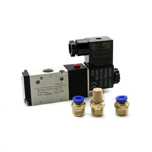 Pneumatisches Magnetventil 3V210-08 DC12V DC24V AC110V AC220V 3-Wege-2-Positionen-Luftwegeventil Gasmagnetventil(3v210-08-w 12mm,AC 220V) von NVSFZGIYG