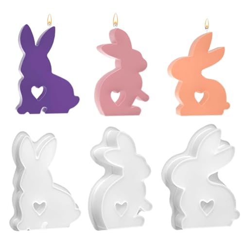 3 Stück Ostern Kaninchen Silikonformen Gießformen, Silikonform Ostern, 3D Kaninchen Gießform Ostern, Ostern Hase Backform, DIY Hasenform für Wohndekoration Kunst Dekoration von NVTRSD