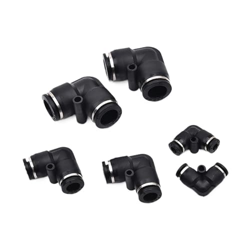 NVVVNX 1 x schwarzer L-förmiger Ellenbogen, 4 mm bis 16 mm Außendurchmesser, Luftschlauch, pneumatische Armaturen, Schnellverbinder, Kunststoff, Gas (8 mm) von NVVVNX
