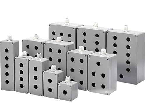 NVVVNX Metallguss-Aluminium-wasserdichter Knopfschalter-Steuerkasten, Öffnung 22 mm, Not-Aus-Schalter-Knopfkasten, Aluminiumlegierung, 12345-Loch(1Hole) von NVVVNX