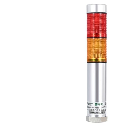 NVVVNX Miniatur-Warnlicht mit LED-Licht, 1/2/3/4/5 Schichten, wasserdichte Sprachsirene, 12 V, 24 V, 220 V, für Ausrüstung, Alarm mit Summer (stetig 220 V, 2 Ebenen) von NVVVNX