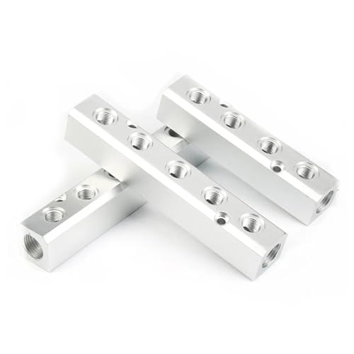 NVVVNX PT-Gewindeanschluss 2, 3, 4, 5, 6-Wege, pneumatischer Schnellverbinder, Luftschlauch, Aluminium-Verteiler, Verteileranschluss (4-Wege, 6 Anschlüsse) von NVVVNX