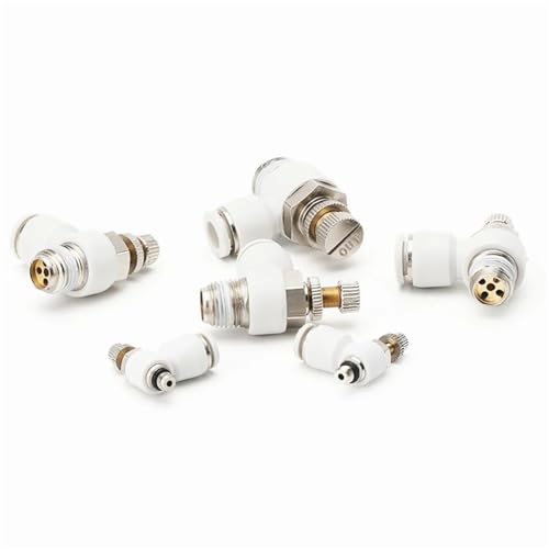 NVVVNX Weißes 4-12 mm Rohr – M5 1/8 Zoll, 1/4 Zoll, 3/8 Zoll, 1/2 Zoll Außengewinde, Push-to-Connect-Anschluss, Ellenbogen, pneumatische Drehzahlregler-Armaturen (12 mm) von NVVVNX