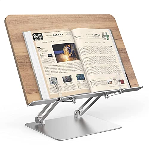 Buchständer, Holz-Aluminiumlegierungsmaterial Freie Einstellung Um 180 ° Klappbarer Leseständer Mit Ständer Aus Aluminiumlegierung Und Rutschfester Basis Für Rezepte, Noten, Laptops von NVYAZJ