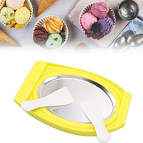 Eiscreme-Rollenplatte, Praktische, Einfache Edelstahl-ABS-DIY-sichere Verschleißfestigkeit, Sofortiger Kalter Eiscreme-Rollenbereiter Mit 2 Spateln Für Eiscreme-Frozen-Joghurt von NVYAZJ