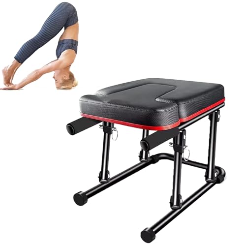 NVYAZJ Klappbarer Yoga-Inversionsstuhl, Kopfstandhocker mit Bodenmatten-Armlehnen, Tragfähigkeit 250 kg, verdickte Schulterpolster, multifunktionaler Haushalts-Inversionshocker von NVYAZJ