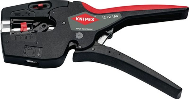 NW-KNIPEX Abisolier- und Crimpzange (Länge 190 mm / 0,03 - 10 mm² (AWG 32 - 8)) - 12 72 190 von NW-KNIPEX