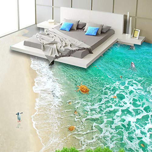 PVC selbstklebende wasserdichte 3D-Bodenfliesen-Tapeten-Aufkleber Moderner Strand-Wellen-Meerwasser-Landschaft 3D-Bodenbelag-Tapetenrolle-300 * 210cm von NWAMTF