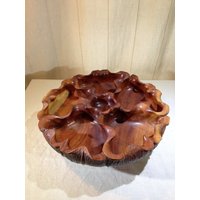 Geschnitztes Holz, Vielleicht Myrteholz, Chip Und Dip Lazy Susan 16 1/2 Zoll Im Durchmesser 04383 von NWAttic