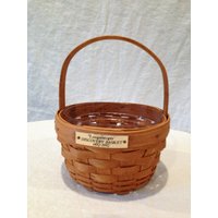 Vintage Kleiner Longaberger Entdeckungskorb 13 cm Rund Mit Festem Griff 04373 von NWAttic