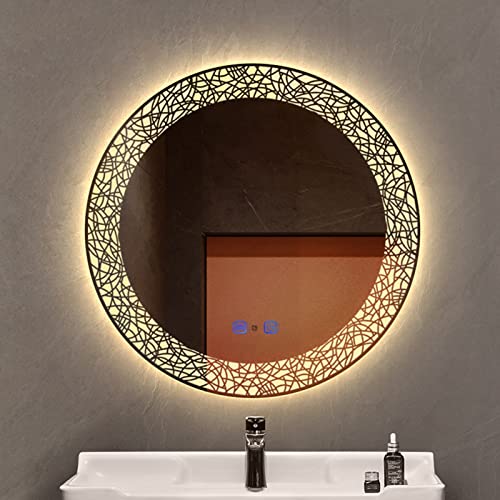 NWB Runder Beleuchteter Badezimmerspiegel Mit Touch Schalter, Dekorativer Badezimmerspiegel Mit Aluminiumrahmen, Wasserdichter Anti-beschlag-kosmetikspiegel,Dimmbare 3 Farben Temperatur NWB Runder Beleuchteter Badezimmerspiegel Mit Touch Schalter, Dekorativer Badezimmerspiegel Mit Aluminiumrahmen, Wasserdichter Anti-beschlag-kosmetikspiegel,Dimmbare 3 Farben Temperatur von NWB