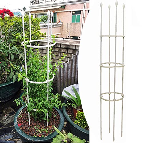 NWHJ Rankhilfe Tomaten Pflanzenkäfig Unterstützung Ringe, Robuste Stabil Garten Pflanze Stützstangen, Vertikales Metall Ranksäule Schwarz Weiß von NWHJ