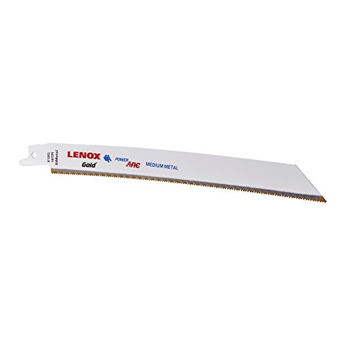 Lenox Tools 21070818GR LENOX TiN-Säbelsägeblatt GOLD für dünnes Metall und Gips 203 x 19 x 0,9mm, 9 mm, White/Gold, 203 x 19 x 0,9 mm von LENOX