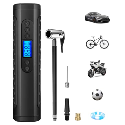 NWOUIIAY Elektrische Fahrradluftpumpe 6000 mAh Mini Tragbare Fahrradluftpumpe Luftkompressor 150 PSI mit Digitalanzeige USB Aufladung Geeignet für Autos Motorräder Fahrräder Ballspiele von NWOUIIAY