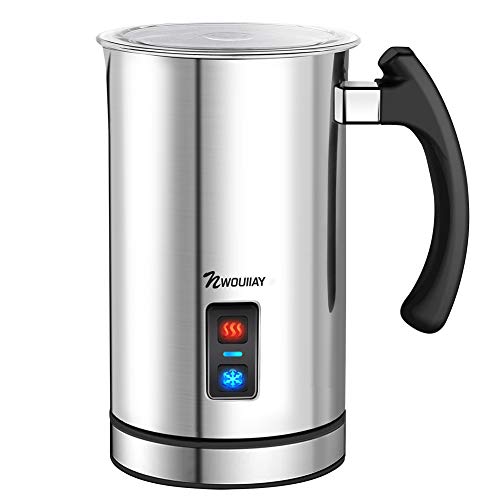 NWOUIIAY Milchaufschäumer Elektrisch 500W Edelstah Automatischer Milchschäumer 240ml Für heißen und kalten Milchschaum Ein Klick Steuerung Wenig Lärmrostfreier Antihaftbeschichtung für Cappuccino von NWOUIIAY