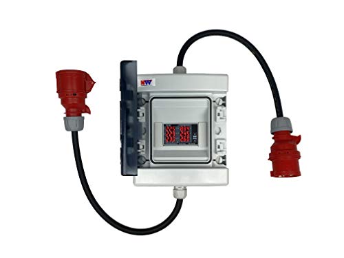 NWP Messadapter mit Digitalmultimeter CEE 230/400V 32A Input CEE 230V/400V 32A Output - Zur Messung von Strom, Spannung (L-L/L-N), Frequenz und Drehfeld von NWP