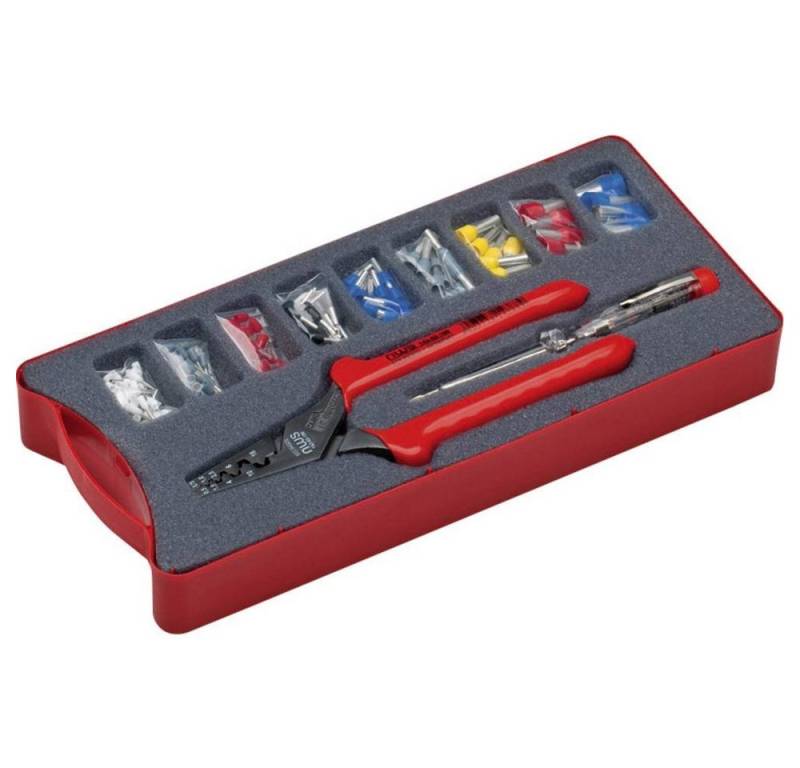 NWS Crimpzange Aderendhülsen-Zangen-Set 143-BIS, Inkl. Aderendhülsensortiment, Inkl. Spannungsprüfer von NWS