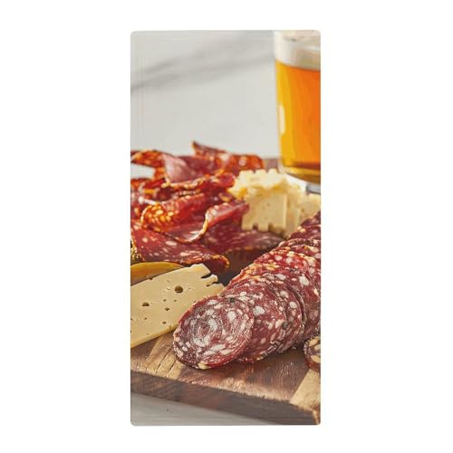 NWTPK Handtuch Strandtuch Handtücher Wurst und Paprika bedrucktes Handtuch leicht zu reinigen hoch saugfähig geeignet für Sport Yoga von NWTPK