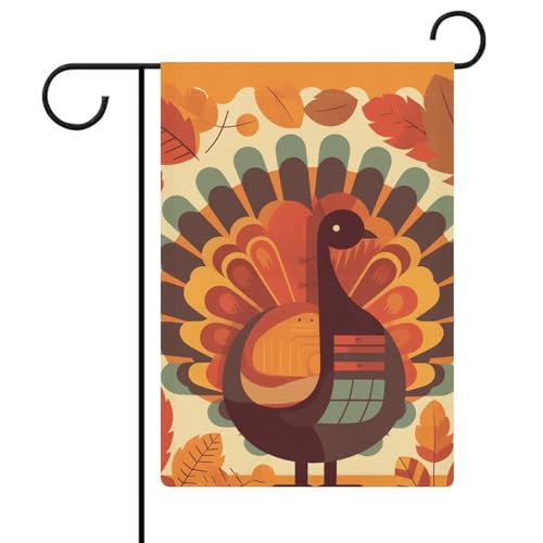 Gartenflagge, 32,6 x 47,7 cm, doppelseitig, Türkei vor Blättern, Willkommensflaggen, saisonale dekorative Hofflagge, Outdoor-Flagge, kleine Gartenflaggen für den Außenbereich, Terrasse, Rasen, Veranda von NWTRJ