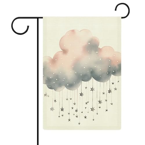 Gartenflagge, 32,6 x 47,7 cm, doppelseitige Sterne und Wolken, Willkommensflagge, saisonale dekorative Hofflagge, Outdoor-Flagge, kleine Gartenflaggen für den Außenbereich, Terrasse, Rasen, Veranda von NWTRJ