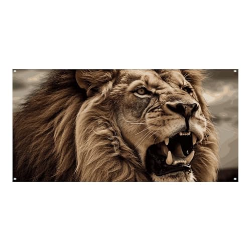 Großes Party-Banner mit Aufschrift "Angry Lionb", 180 x 90 cm, Wandbehang, Banner, Geburtstagsparty, Innen- und Außenbereich, Party-Dekoration, Banner Großes Party-Banner mit Aufschrift "Angry Lionb", 180 x 90 cm, Wandbehang, Banner, Geburtstagsparty, Innen- und Außenbereich, Party-Dekoration, Banner von NWTRJ
