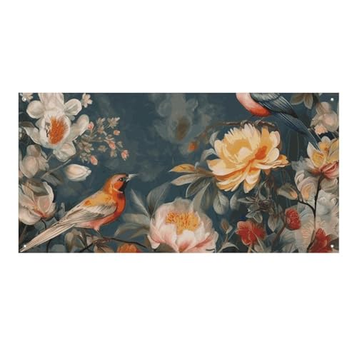 Großes Party-Banner mit Blumen, Vögel, 120 x 60 cm, Wandbehang, Banner, Geburtstagsparty, Außen- und Innenbereich, Party-Dekoration, Banner Großes Party-Banner mit Blumen, Vögel, 120 x 60 cm, Wandbehang, Banner, Geburtstagsparty, Außen- und Innenbereich, Party-Dekoration, Banner von NWTRJ