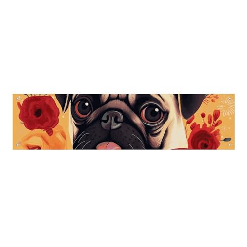 Großes Party-Banner mit Mops-Motiv, 120 x 30 cm, Wandbehang, Banner, Geburtstagsparty, Außen- und Innenbereich, Party-Dekoration, Banner Großes Party-Banner mit Mops-Motiv, 120 x 30 cm, Wandbehang, Banner, Geburtstagsparty, Außen- und Innenbereich, Party-Dekoration, Banner von NWTRJ