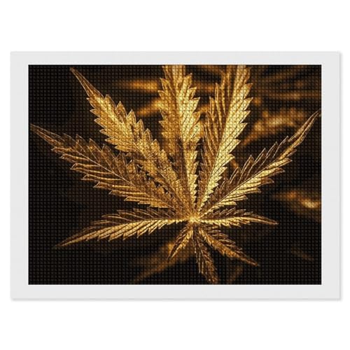 NWTRJ 5D-Diamant-Malerei-Set für Erwachsene, Anfänger, quadratisch, 5D-Diamant-Punkte, Gemälde, Vollbohrung, goldenes Cannabis-Diamantgemälde, Edelstein-Kunst-Kits für Wanddekoration zu Hause NWTRJ 5D-Diamant-Malerei-Set für Erwachsene, Anfänger, quadratisch, 5D-Diamant-Punkte, Gemälde, Vollbohrung, goldenes Cannabis-Diamantgemälde, Edelstein-Kunst-Kits für Wanddekoration zu Hause von NWTRJ